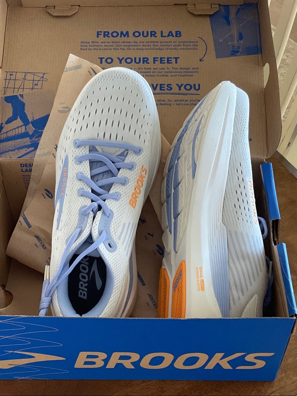 Brooks Women's White, Light Blue & Orange Running Sneakers
